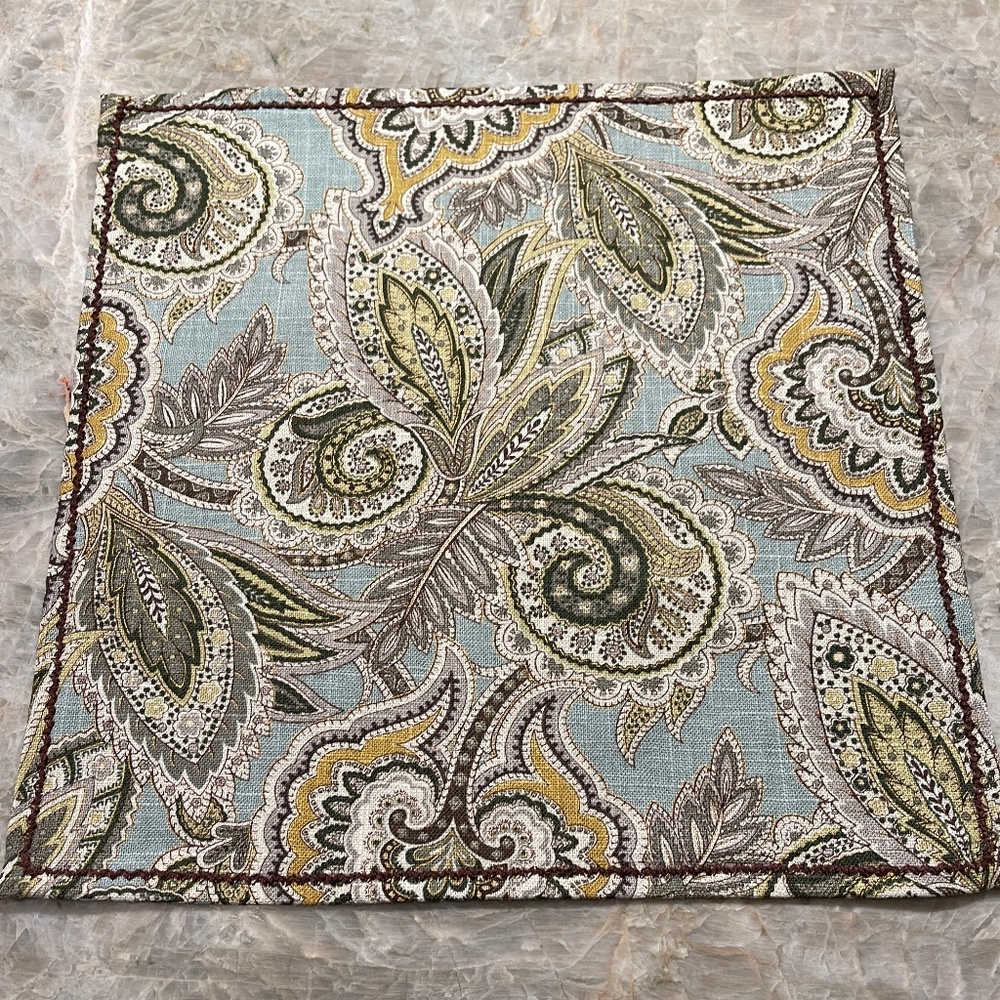 Set of 8 Cloth Napkins, Linen Paisley, Mill Creek Fabric, 12.5"
